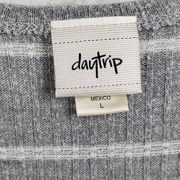 Daytrip Gray Stripe Open Front Cardigan Sweater - Picture 4 of 6